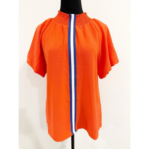 THML Orange Short Sleeve Top with Blue Stripe - Picture 5 of 8